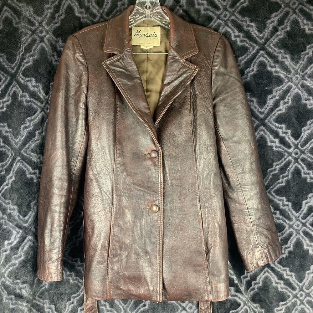 1970's Marquis of London Made in Canada Leather Jacket in Brown Groovy Vintage S
